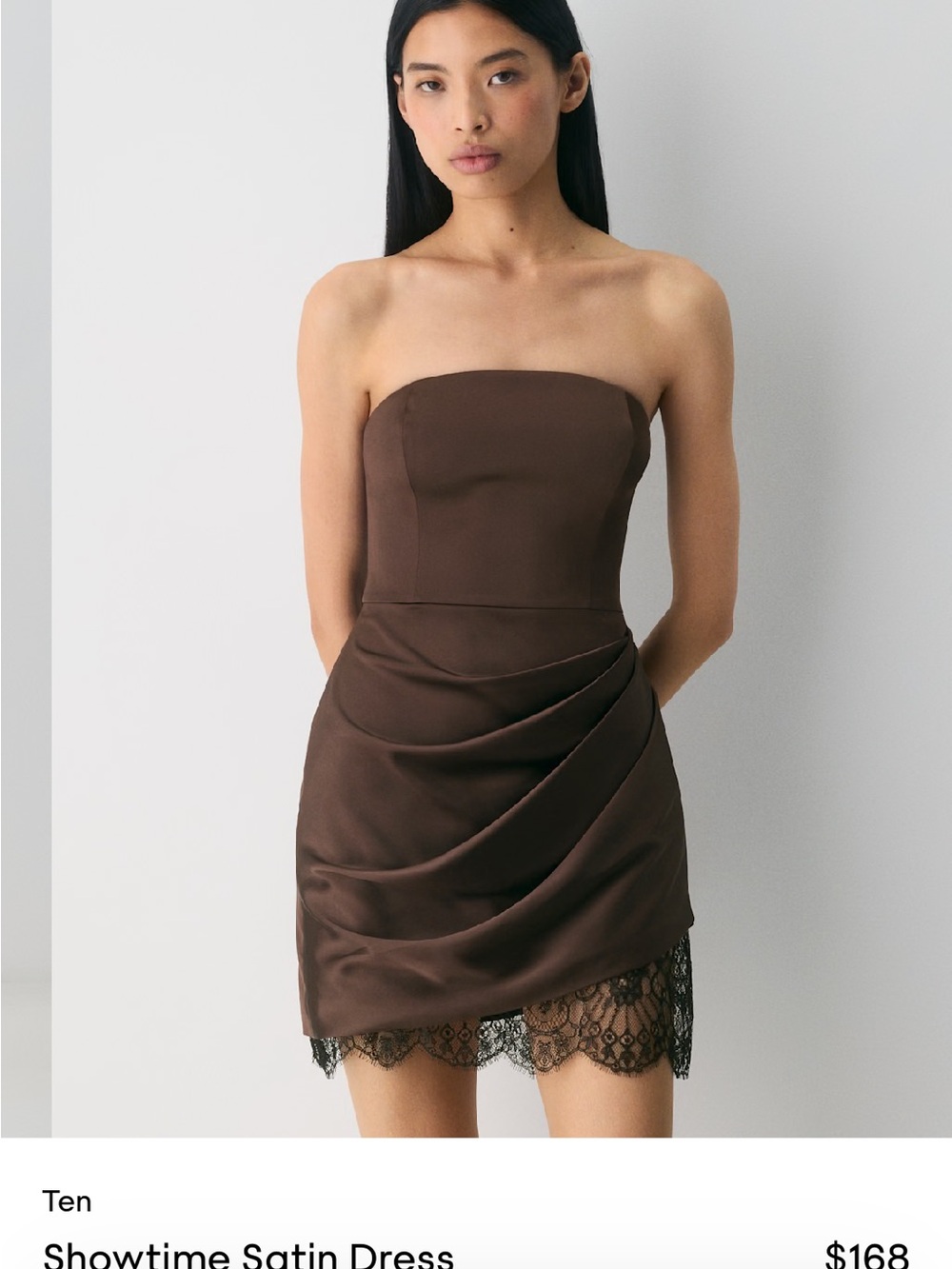 Aritzia Brown Strapless Satin Mini Dress sz 4